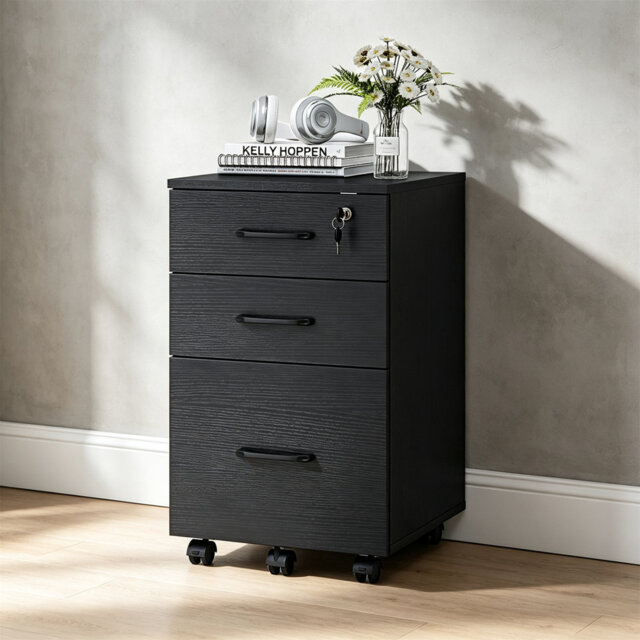 3 Drawer Wooden Mobile File Cabinet