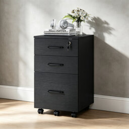 3 Drawer Wooden Mobile File Cabinet