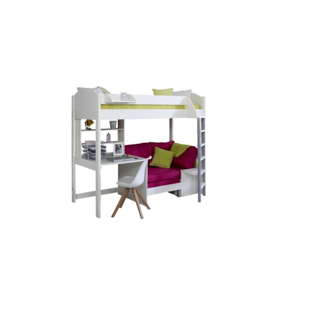 Melodie European Single (90 x 200cm) High Sleeper Loft Bed Bed with Bookcase