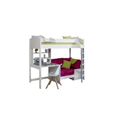Melodie European Single (90 x 200cm) High Sleeper Loft Bed Bed with Bookcase
