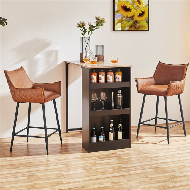 Faux Leather Bar Stool with Arm