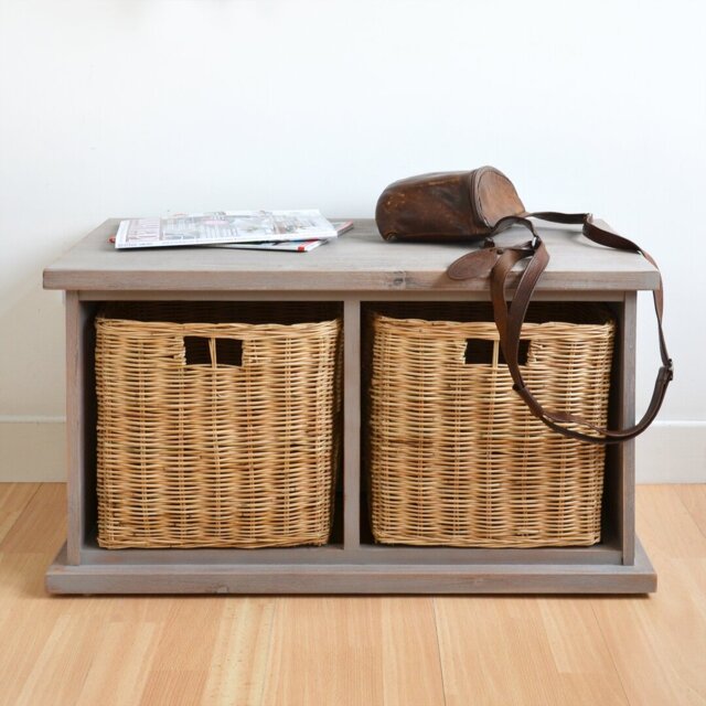 Bastogne Wood Storage Hallway Bench