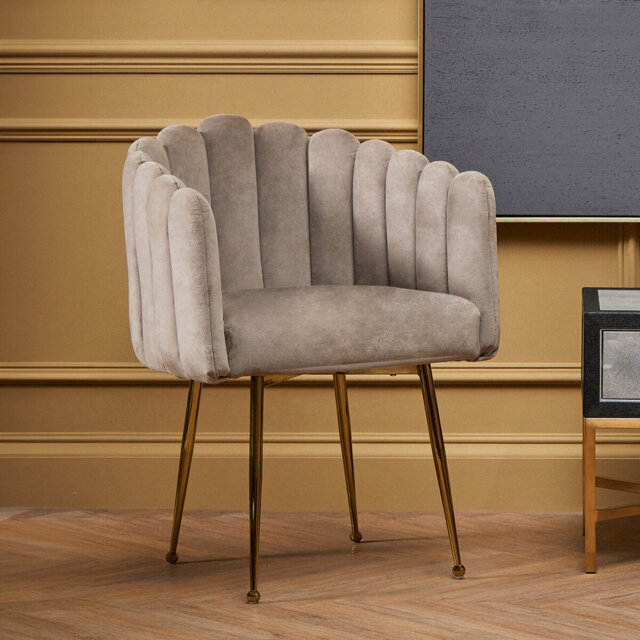 Aili 52cm H Polyester Blend Upholstered Armchair in Gold