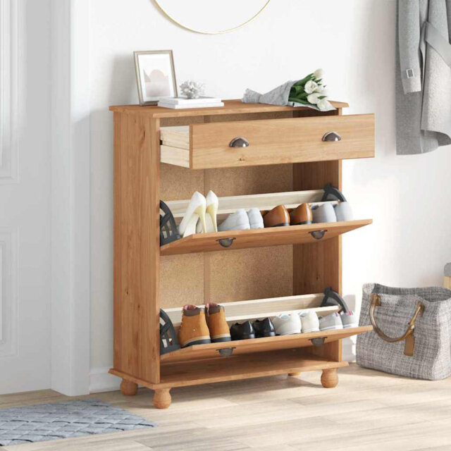 Shoe Cabinet Solid Pine Wood