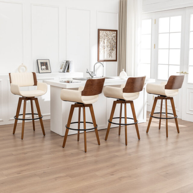Modern Faux Leather Upholstered Swivel Stools (Set of 4)