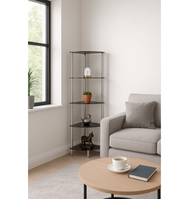 Polo 135cm H x 38.5cm W Steel Corner Bookcase