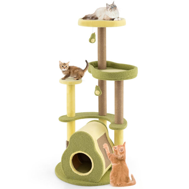 Avocado Cat Tree Multi-level Cat Tower w/ Private Condo-Green