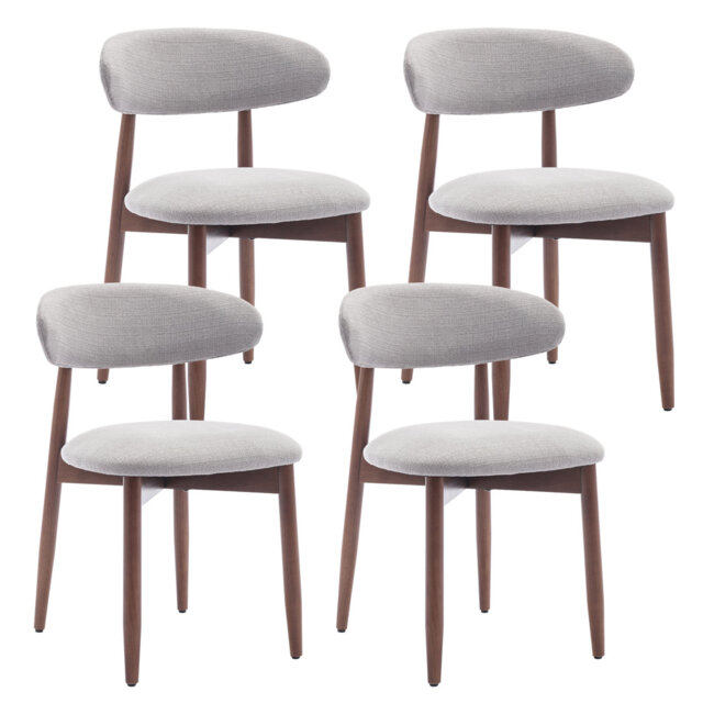 Modern Solid Wood Dining Chair, Upholstered Seat, Curved Ergonomic Backrest, Sturdy Frame Side Chair