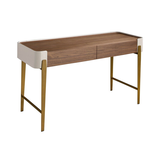 Desk in walnut polished steel