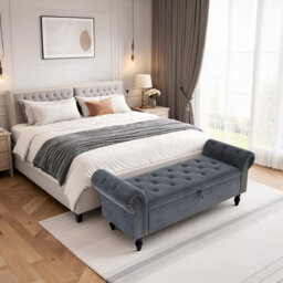Velvet Upholstered Storage Bench