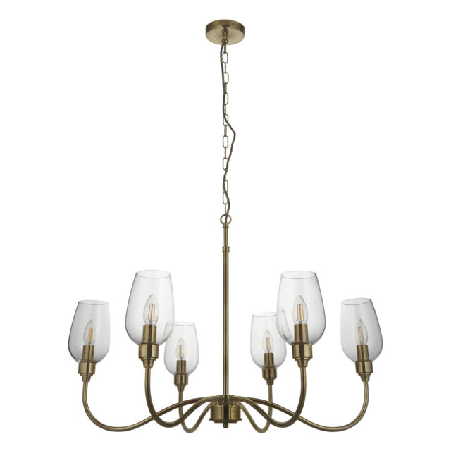 Hovey 6 - Light Candle Style Chandelier with Crystal Accents