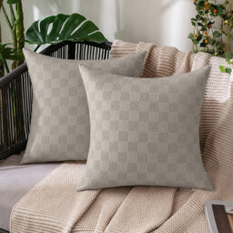 Check Velvet Cushion Covers, Set of 2 – Textured Plush Scatter Pillow Covers for Sofa, Bed & Living Room