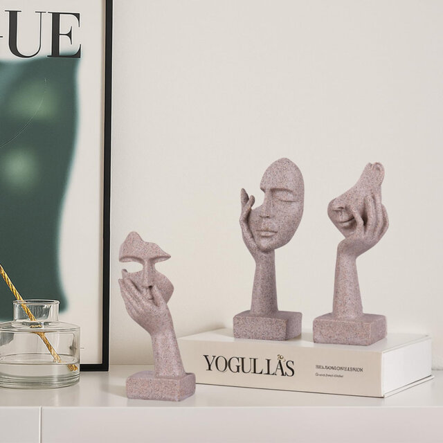 Home Decoration Accent Art Woman Face Statue Collectible Statue for Modern Home Living Room Bookshelf