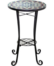 35cm Casablanca Mosaic Plant Stand and Side Table with Ceramic Tile Top for Indoor Outdoor Use