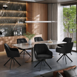 Modern Fabric Swivel Upholstered Dining Chair With Arm