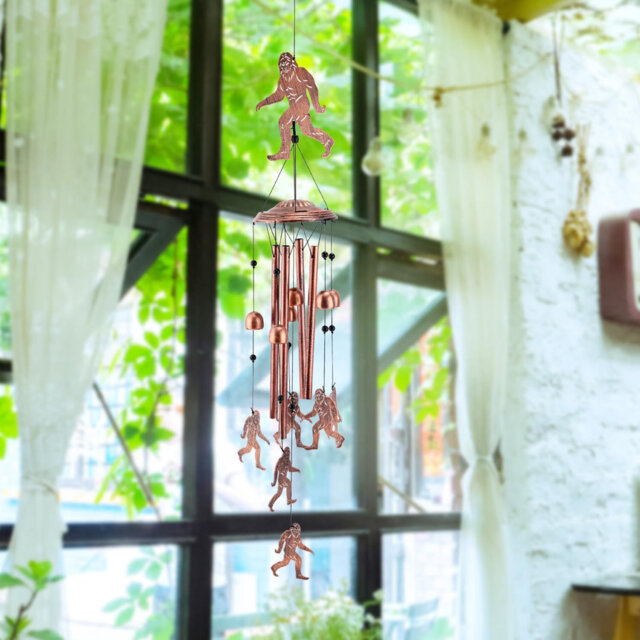 Bigfoot Wind Chime, Iron Sasquatch Wind Chime Funny Hanging Big foot Wind Chime Memorial Gift for Outside Indoors Lawn Patio Garden Yard Decoration