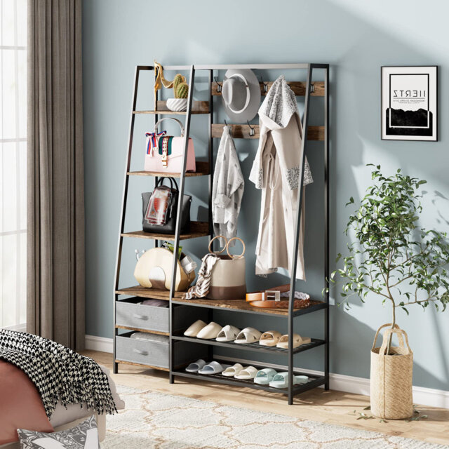 Alvia Hall Tree 122cm Wide with Bench and Shoe Storage