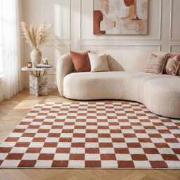 Loft Modern Checkerboard Living Room Area Rug and Runner Soft Pile