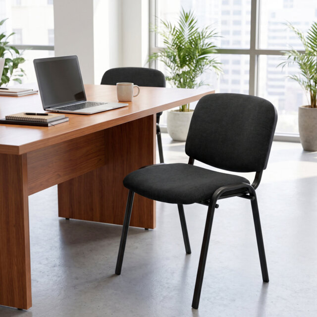 HOMCOM Stackable Meeting Chair Curved Backrest Padded Seat for Office Black