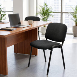 HOMCOM Stackable Meeting Chair Curved Backrest Padded Seat for Office Black