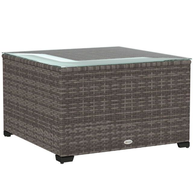 Outsunny Outdoor Coffee Table, Square PE Rattan 60 x 62 x 38cm