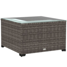 Outsunny Outdoor Coffee Table, Square PE Rattan 60 x 62 x 38cm
