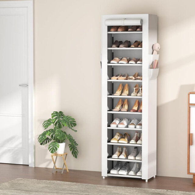 Narrow and Tall Shoe Cabinet for 20-22 Pairs of Shoes, Space-Saving Shoe Stand for Hallway Entrance