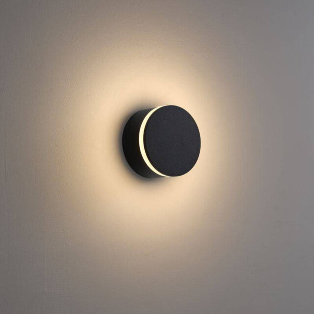 UltraBeam 4 Watt LED Round Black Outdoor LED Wall Light Diameter 102mm