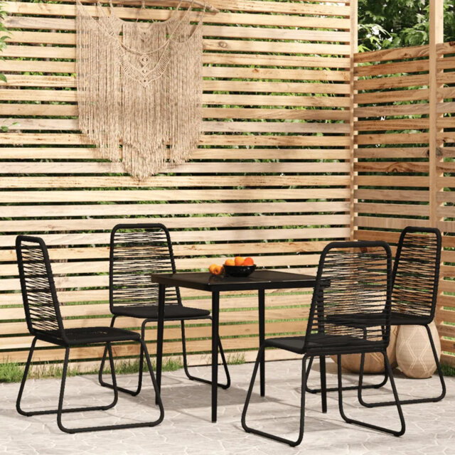 Ebern Designs 5 Piece Garden Dining Set Black, 1 Table, 4 Chair