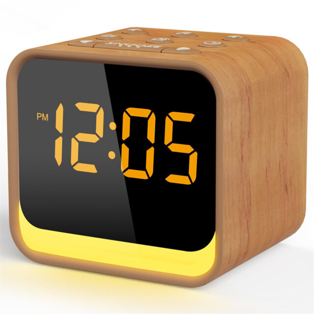 FM Radio Alarm Clock With White Noise Machine, Digital Dimmable Display, 9 Alarm Tones, 7 Colors Nightlight, Soothing Sounds, Sleep Timer, Snooze, Mai