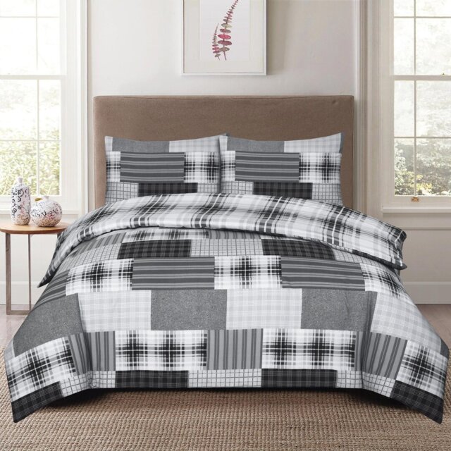 Duvet Cover Set with Pillowcases Cotton Rich Damask Pattern Bedding Soft Easy Care Wrinkle Resistant and Durable