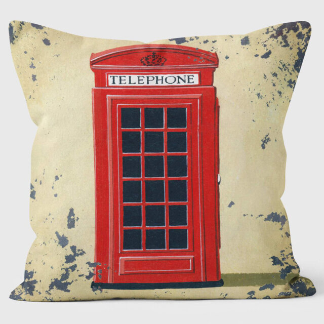 Red Phone Box GPO - Martin Wiscombe - Retro Art Print Cushion
