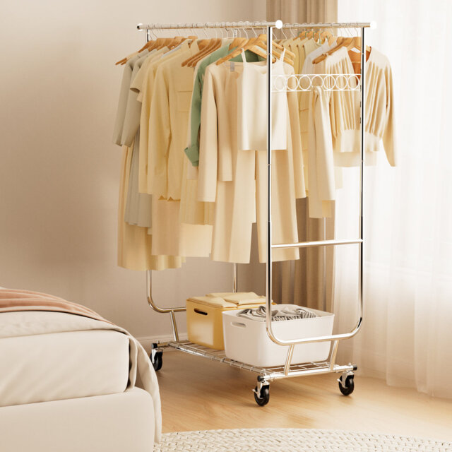 660Lbs Clothing Racks With Wheels, Heavy Duty Garment Rack