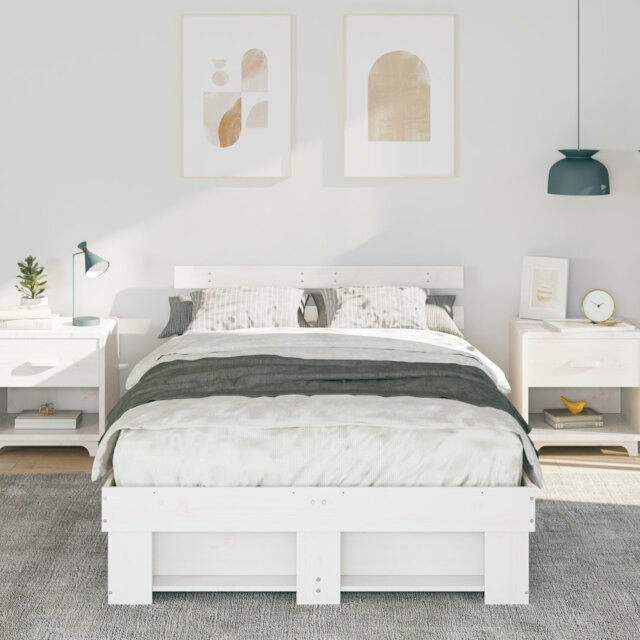 Bed Frame With Headboard Solid Wood Pine