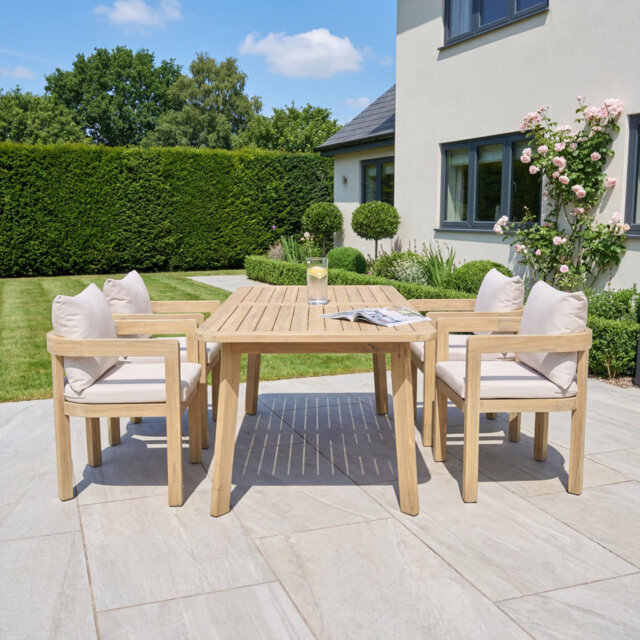 Acacia Wood Patio Dining Set with Rectangular Table