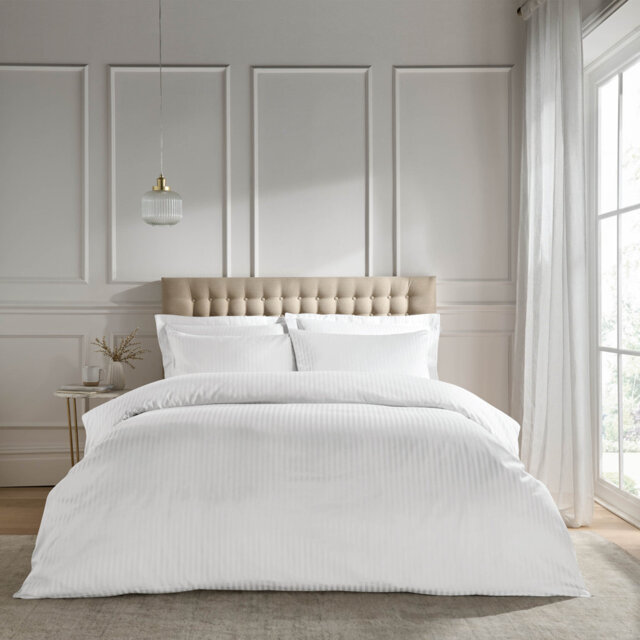 Satin Stripe 300 Thread Count Fitted Sheet