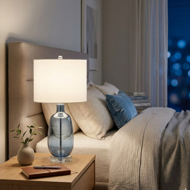 Glass Table Lamp And Shade
