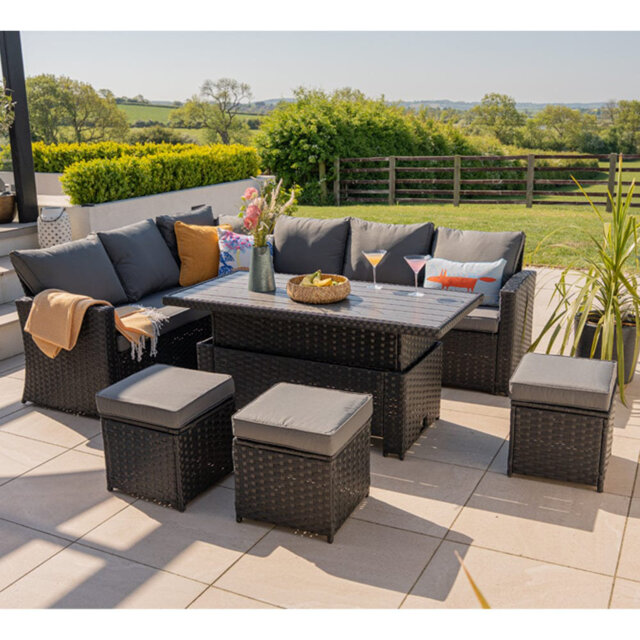 Rosen Wicker 9 - Person Garden Lounge Set with Cushions