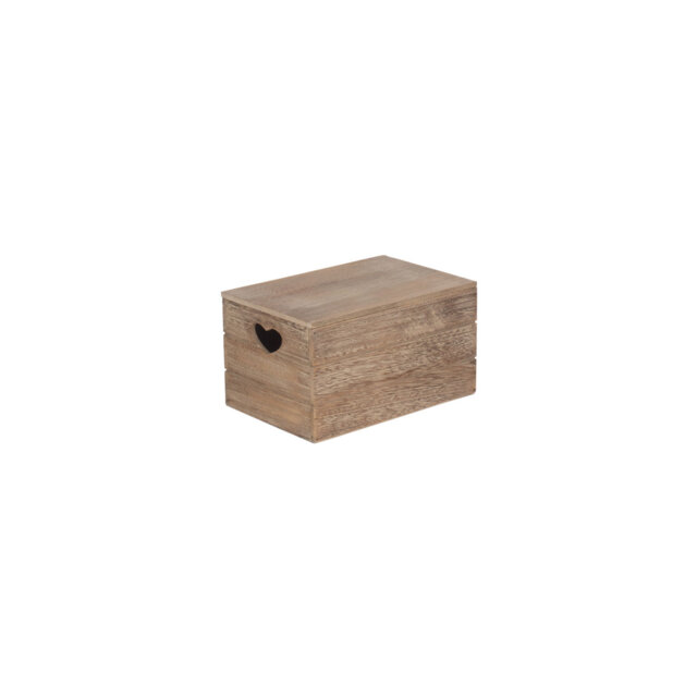 Wooden Lidded Storage Box with Heart Cut Outs