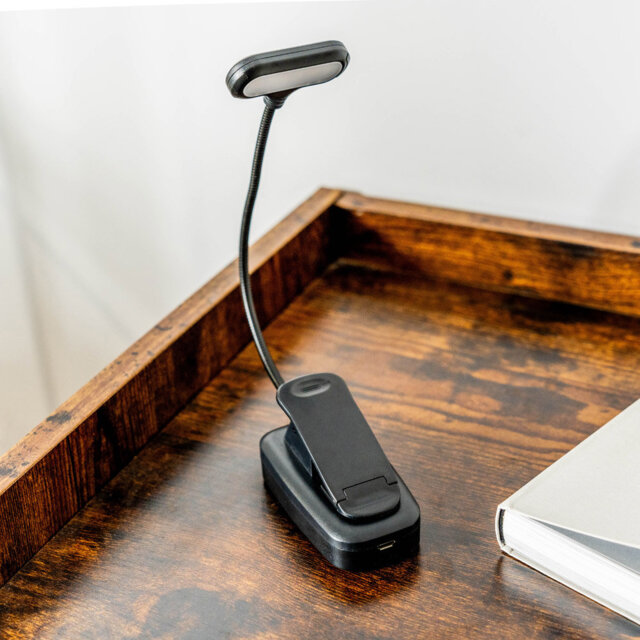 Clip-On Black Rechargeable Battery Powered Magnetic Desk Lamp