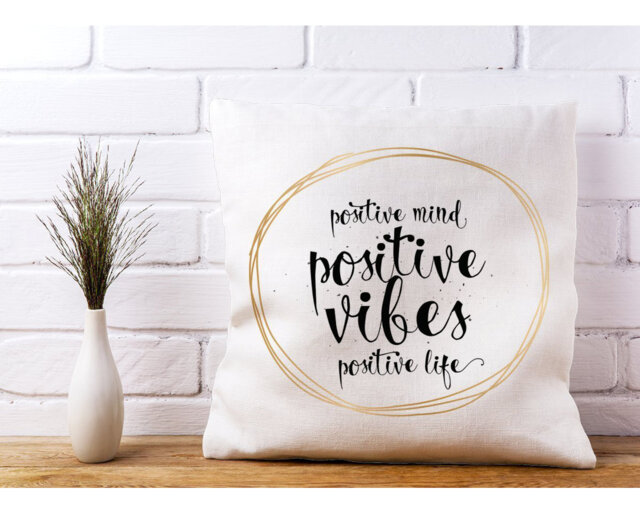 Calabro Positive Mind, Vibes, Life Scatter Cushion with Filling