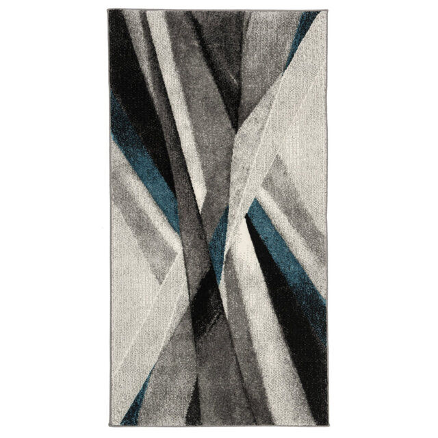 Parkes Graphic Power Loom Grey/Teal Rug