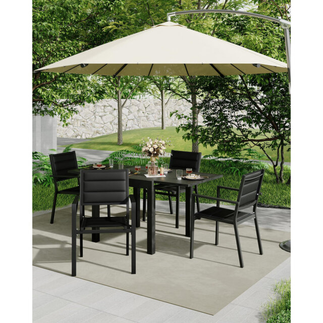 Patio Dining Chairs Set of 2, Aluminium Outdoor Dining Chair with Armrest & Wider Seat, All-Weather Stackable Patio Chairs for Balcony, Garden, Backya