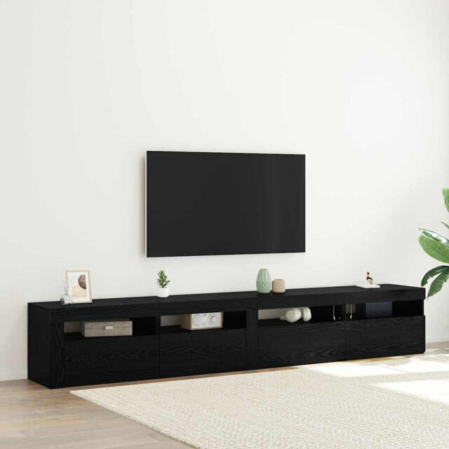 TV Cabinet Set 3 Pcs Black Oak Engineered Wood