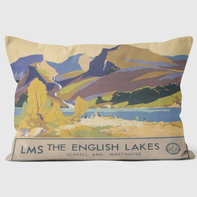 The English Lakes Scafell and Wastwater LMS 1930s - National Railway Museum Cushion