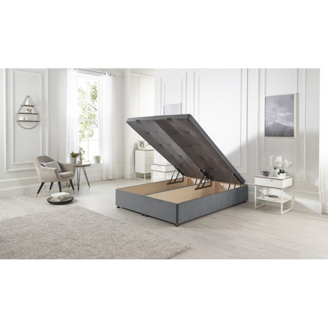 Luxara Solid Wood End Opening Ottoman Bed Frame Plush Velvet