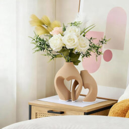 Heart Shaped Ceramic Vase Set of 2, Minimalist Table Decor for Home & Wedding