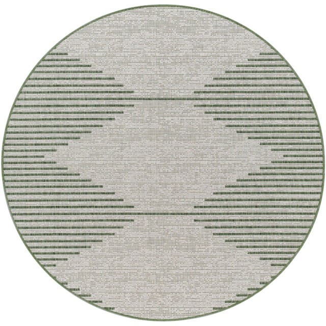Darrah Round Indoor & Outdoor Boho Moss Grey Rug