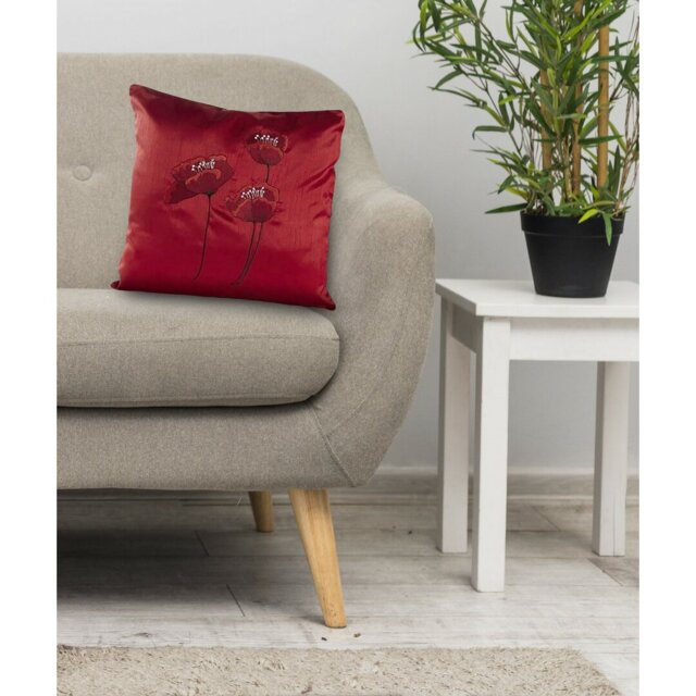 Dav Floral Red Square Cushion