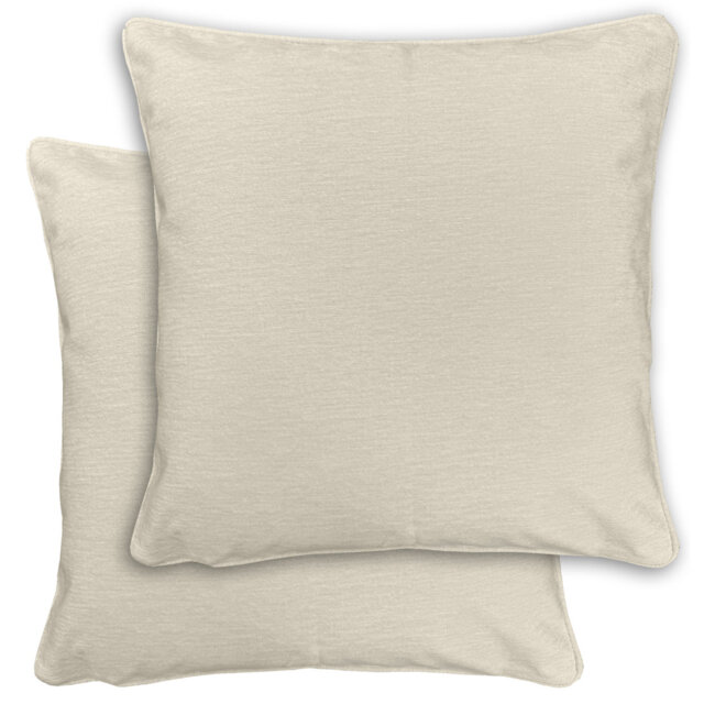 Pair of Knightsbridge Cushion Covers 43x43cm - Textured Chenille with Piped Edge - Double-Sided, Zip Opening - Covers Only, No Inserts,